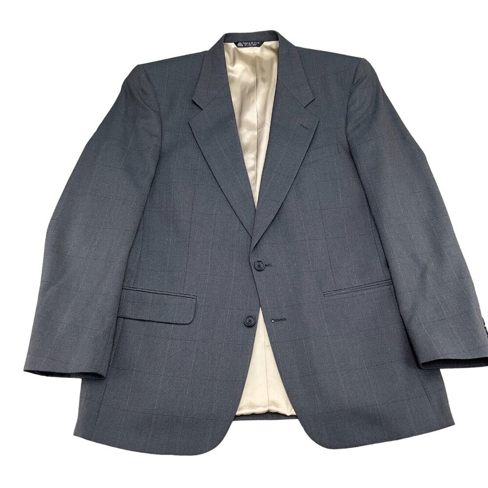 Christian Dior Blazer Men 43 Gray Multi Windowpane Plaid Classic Career Wool